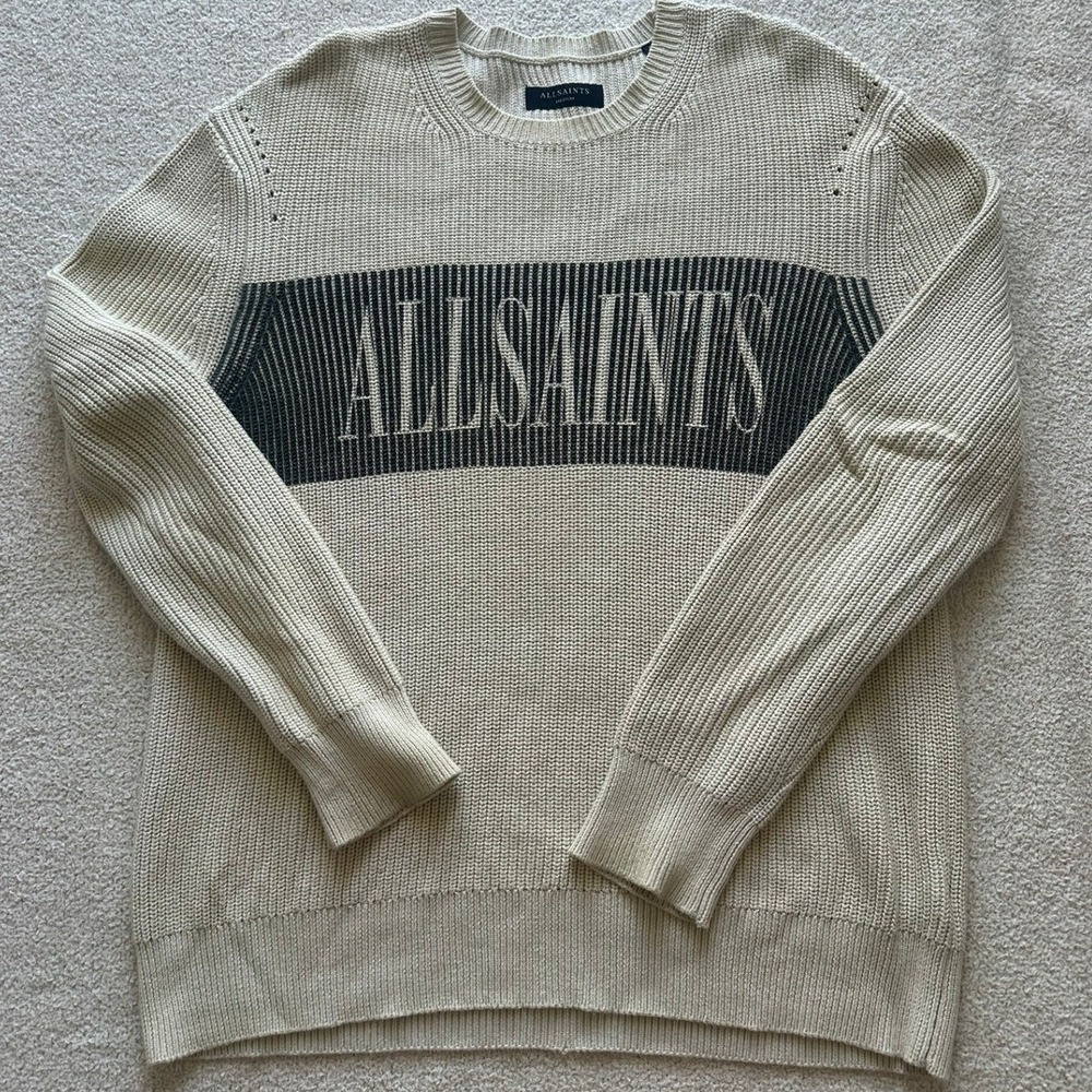 All Saints Mens Strike Saints Crew size Medium in Cream